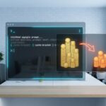 Terminal-Fenster mit Claude API Prompt-Code und Cache-Markierungen, daneben Münz-Icons zeigen Token-Einsparung durch Pro