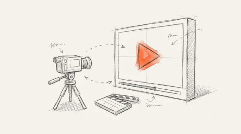 Bleistiftskizze zum Begriff Video-Marketing